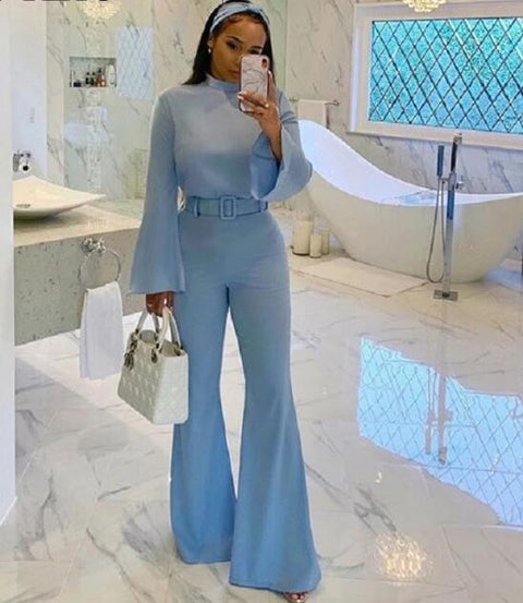 Sexy Bodycon Long Sleeve High Waist Turtleneck Knitted Jumpsuit CODE: KAR1383