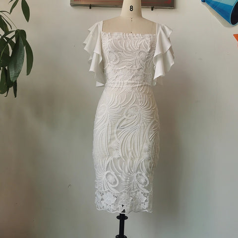 Classy High Waist Ruffle Fashion Lace Elegant Party Dress CODE: KAR1391