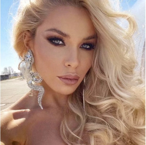 New Snake Shape Shiny Rhinestone Earrings CODE: KAR1392