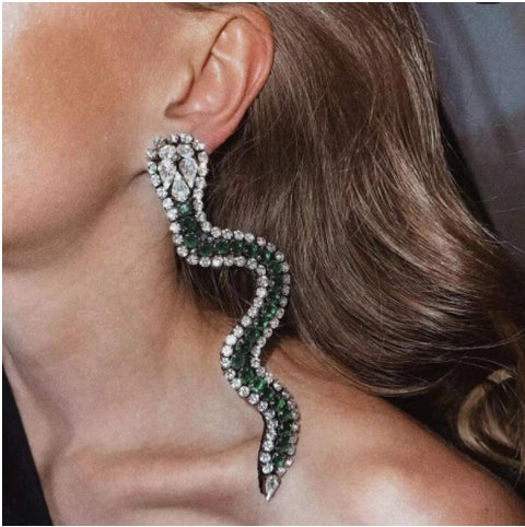 New Snake Shape Shiny Rhinestone Earrings CODE: KAR1392
