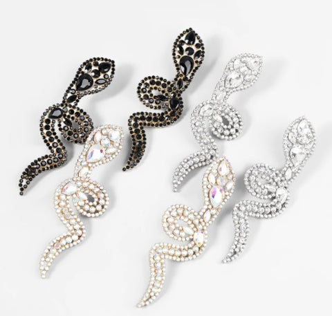 New Snake Shape Shiny Rhinestone Earrings CODE: KAR1392