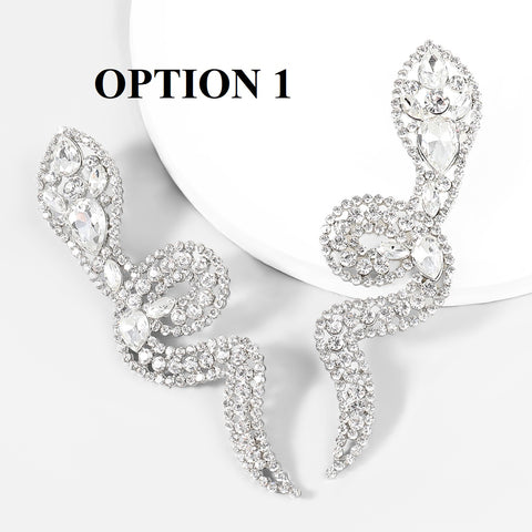New Snake Shape Shiny Rhinestone Earrings CODE: KAR1392