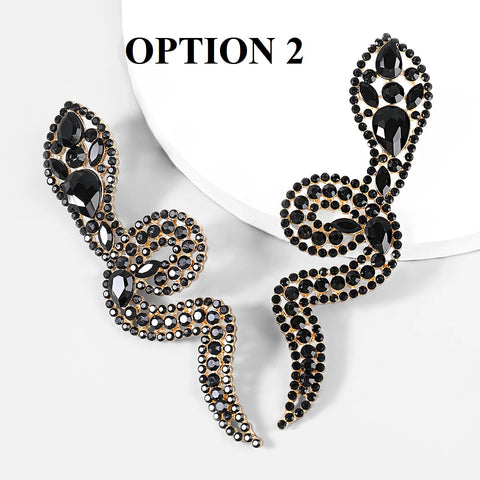 New Snake Shape Shiny Rhinestone Earrings CODE: KAR1392