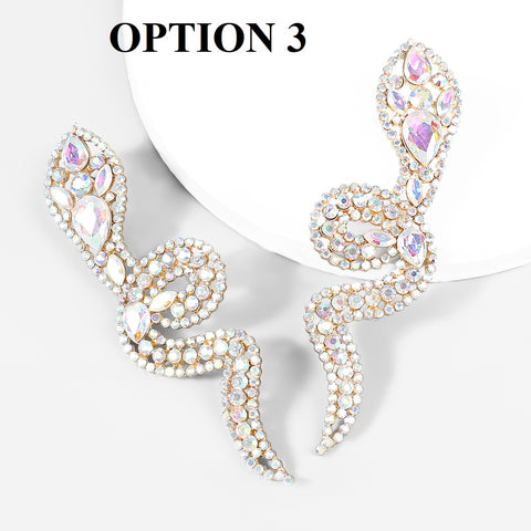 New Snake Shape Shiny Rhinestone Earrings CODE: KAR1392