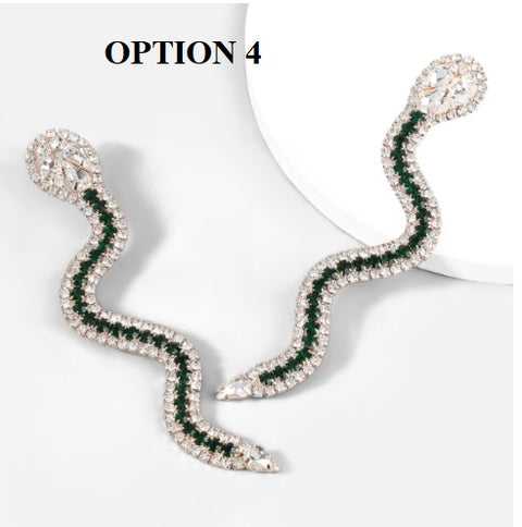 New Snake Shape Shiny Rhinestone Earrings CODE: KAR1392