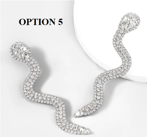 New Snake Shape Shiny Rhinestone Earrings CODE: KAR1392