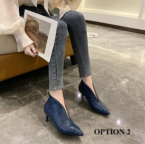 New  Casual  Sexy Pointed High Heel V Mouth Short Shoes CODE: KAR1394