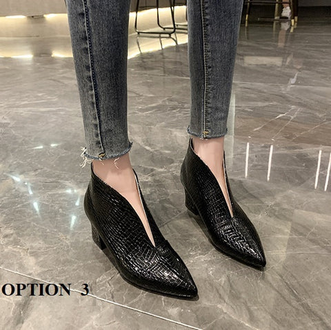 New  Casual  Sexy Pointed High Heel V Mouth Short Shoes CODE: KAR1394
