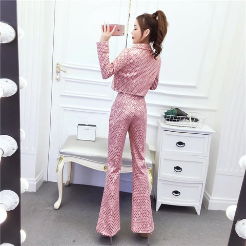 New Crop Top Jacket High Waist Pant 2 Piece Set CODE: KAR1397