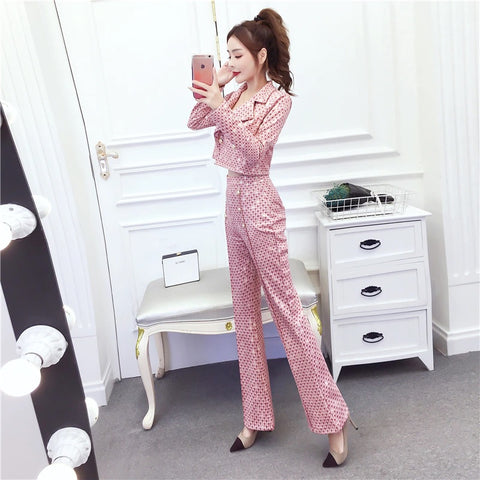 New Crop Top Jacket High Waist Pant 2 Piece Set CODE: KAR1397