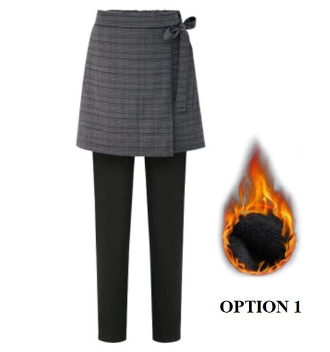 Winter Plus Size 6XL Warm Leggings Thicken Fleece Velvet Fake Two-Piece Pants Skirt CODE: KAR1399