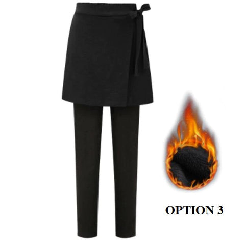 Winter Plus Size 6XL Warm Leggings Thicken Fleece Velvet Fake Two-Piece Pants Skirt CODE: KAR1399