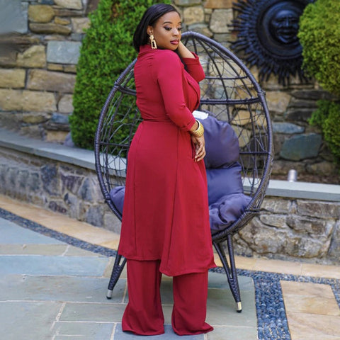 3 Piece Suit, Wide Leg Pants, Suspenders, V-Neck, Matching Three Piece Set CODE: KAR1400