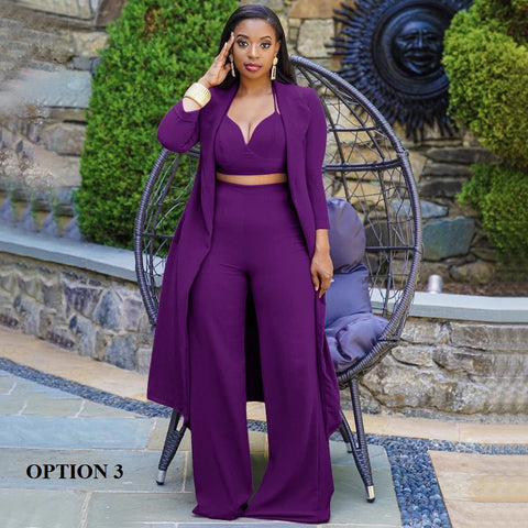 3 Piece Suit, Wide Leg Pants, Suspenders, V-Neck, Matching Three Piece Set CODE: KAR1400