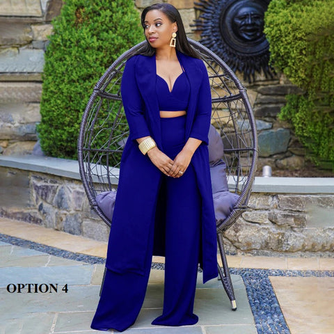 3 Piece Suit, Wide Leg Pants, Suspenders, V-Neck, Matching Three Piece Set CODE: KAR1400