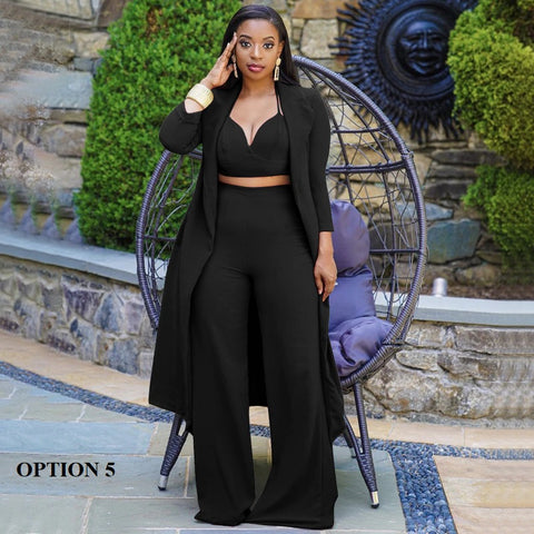 3 Piece Suit, Wide Leg Pants, Suspenders, V-Neck, Matching Three Piece Set CODE: KAR1400
