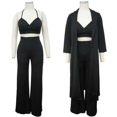3 Piece Suit, Wide Leg Pants, Suspenders, V-Neck, Matching Three Piece Set CODE: KAR1400