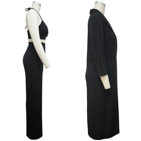 3 Piece Suit, Wide Leg Pants, Suspenders, V-Neck, Matching Three Piece Set CODE: KAR1400