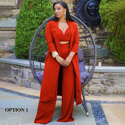 3 Piece Suit, Wide Leg Pants, Suspenders, V-Neck, Matching Three Piece Set CODE: KAR1400