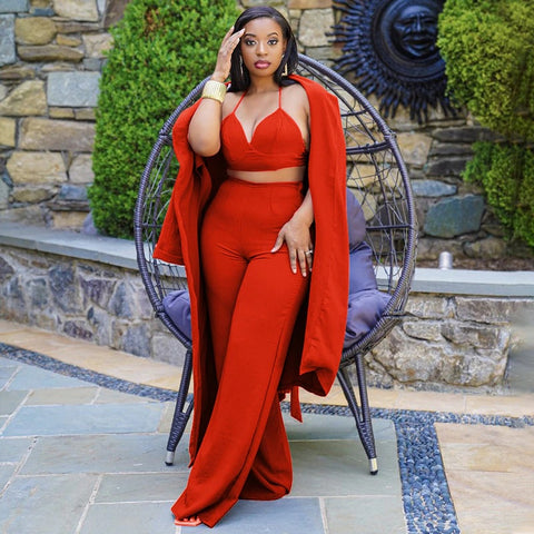 3 Piece Suit, Wide Leg Pants, Suspenders, V-Neck, Matching Three Piece Set CODE: KAR1400