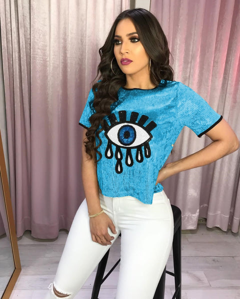 Sexy Sparkle Club Sequin Short Sleeve T-shirt CODE: KAR1404