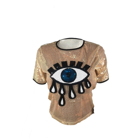 Sexy Sparkle Club Sequin Short Sleeve T-shirt CODE: KAR1404