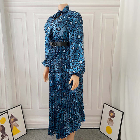 New Pleated Long Sleeve Streetwear V-Neck High Waist Dress CODE: KAR1405