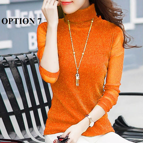 Sexy shiny sheer mesh with long sleeves elegant fashionable blouse CODE: KAR1413