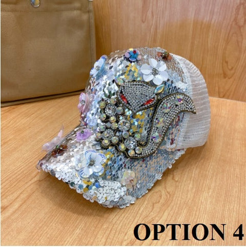 Outdoor Leisure Bead Sequin Diamond Inlay Shiny Light Decoration Baseball Cap CODE: KAR1415