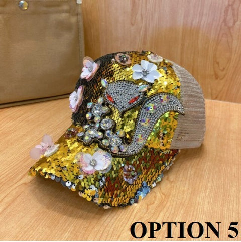 Outdoor Leisure Bead Sequin Diamond Inlay Shiny Light Decoration Baseball Cap CODE: KAR1415
