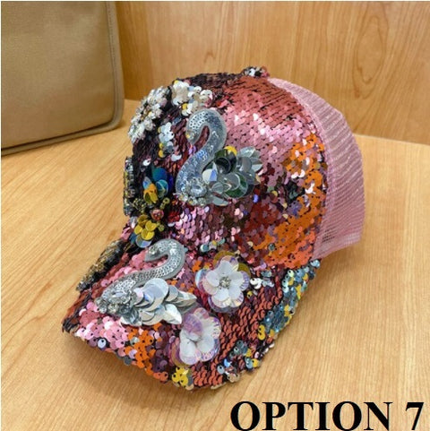 Outdoor Leisure Bead Sequin Diamond Inlay Shiny Light Decoration Baseball Cap CODE: KAR1415