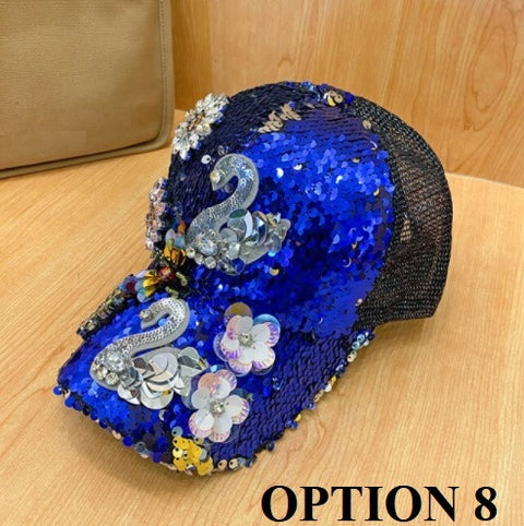 Outdoor Leisure Bead Sequin Diamond Inlay Shiny Light Decoration Baseball Cap CODE: KAR1415