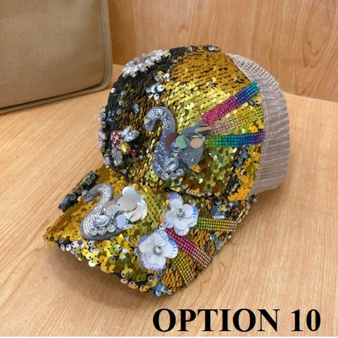Outdoor Leisure Bead Sequin Diamond Inlay Shiny Light Decoration Baseball Cap CODE: KAR1415