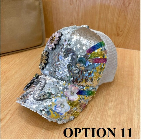 Outdoor Leisure Bead Sequin Diamond Inlay Shiny Light Decoration Baseball Cap CODE: KAR1415