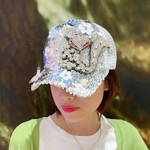 Outdoor Leisure Bead Sequin Diamond Inlay Shiny Light Decoration Baseball Cap CODE: KAR1415