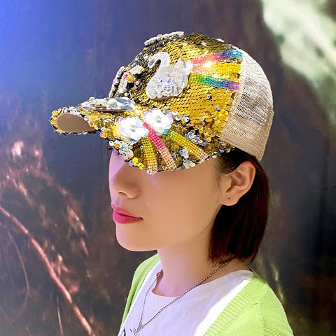 Outdoor Leisure Bead Sequin Diamond Inlay Shiny Light Decoration Baseball Cap CODE: KAR1415