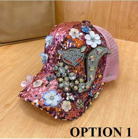 Outdoor Leisure Bead Sequin Diamond Inlay Shiny Light Decoration Baseball Cap CODE: KAR1415