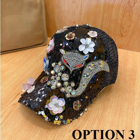 Outdoor Leisure Bead Sequin Diamond Inlay Shiny Light Decoration Baseball Cap CODE: KAR1415