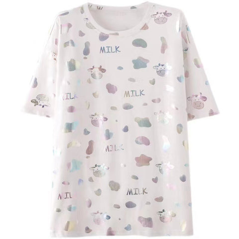 New Casual O-Neck Short Sleeve Loose T-shirt CODE: KAR1414