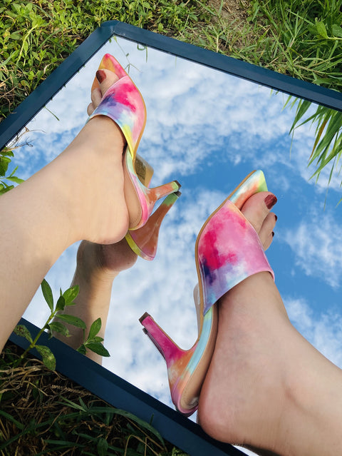 New Elegant  Rainbow Color High Heel Square Sandal CODE: KAR1419