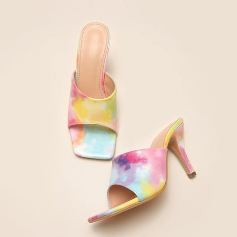 New Elegant  Rainbow Color High Heel Square Sandal CODE: KAR1419