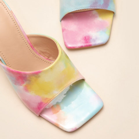 New Elegant  Rainbow Color High Heel Square Sandal CODE: KAR1419