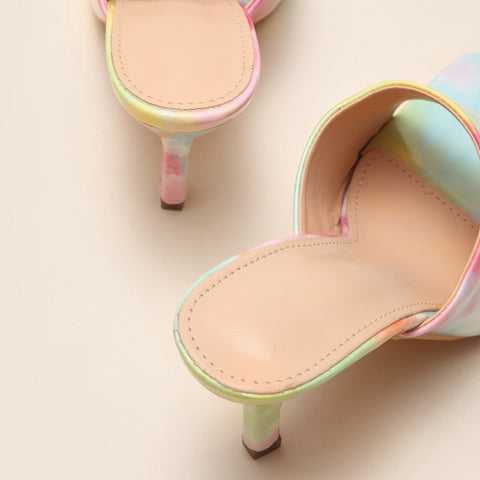 New Elegant  Rainbow Color High Heel Square Sandal CODE: KAR1419
