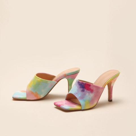 New Elegant  Rainbow Color High Heel Square Sandal CODE: KAR1419