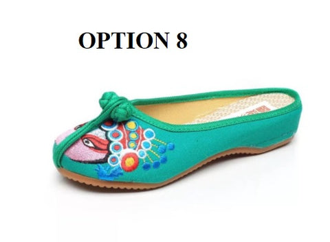 Flower Beijing Opera Ethnic Rubber Outside Embroidery Slippers CODE: KAR1431