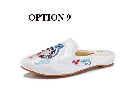 Flower Beijing Opera Ethnic Rubber Outside Embroidery Slippers CODE: KAR1431