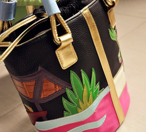 Interesting Stitching Unique Embroidery Handbags CODE: KAR1438