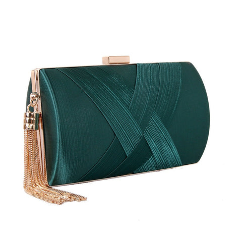 Luxury Silk Clutch Metal Chain Bags CODE: KAR1446