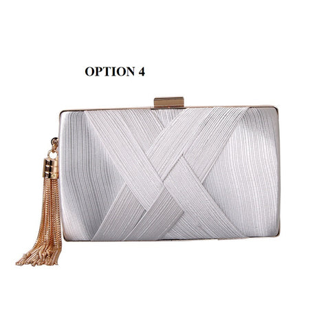 Luxury Silk Clutch Metal Chain Bags CODE: KAR1446