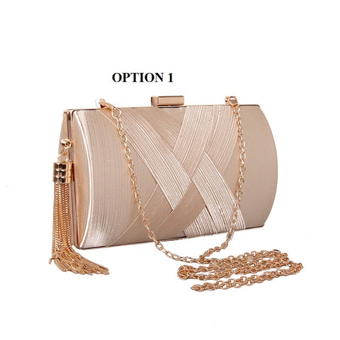 Luxury Silk Clutch Metal Chain Bags CODE: KAR1446